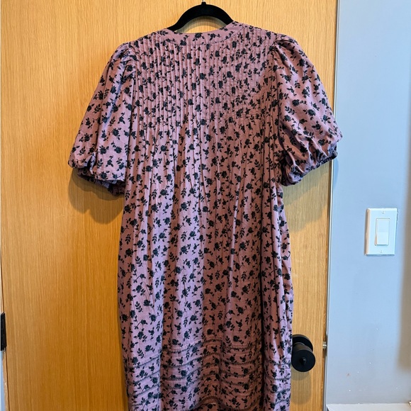 Madewell Purple and Black Mini Dress with Puff Sleeves and Pockets - Picture 5 of 8